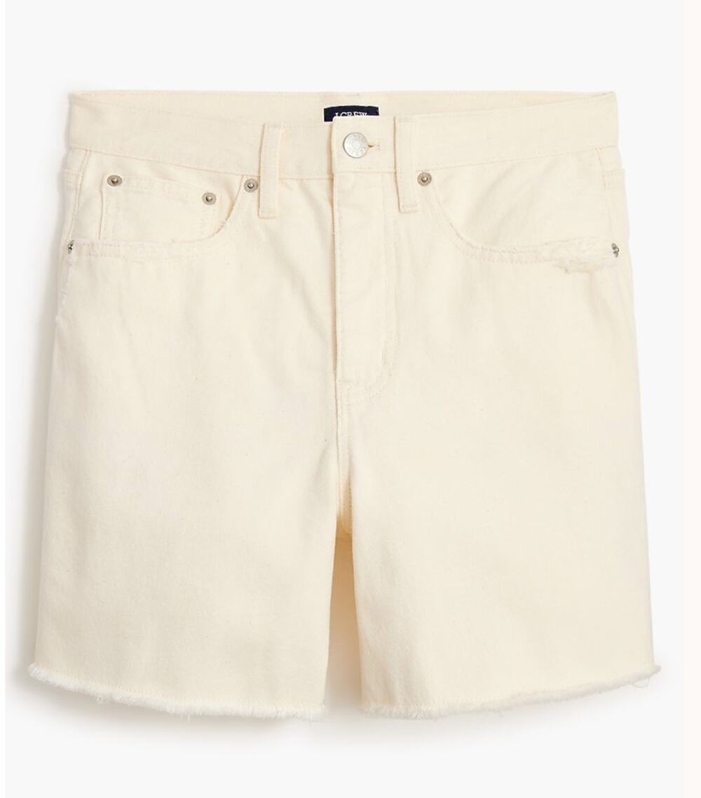J.Crew Factory Women Short Denim Ecru Cream 26 High-Rise Relaxed FLAW